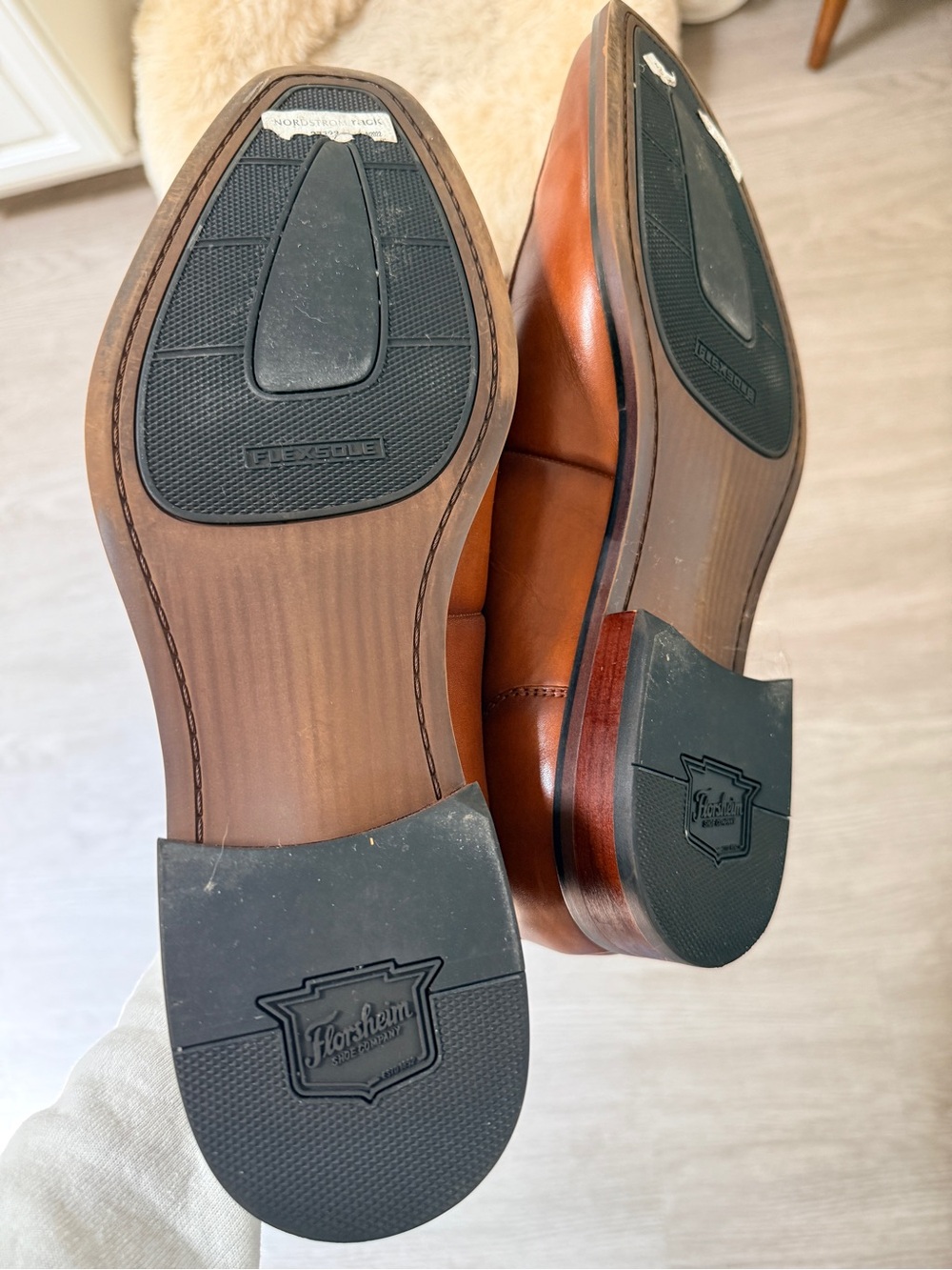Florsheim Cognac Leather Penny Loafers - Picture 3 of 5